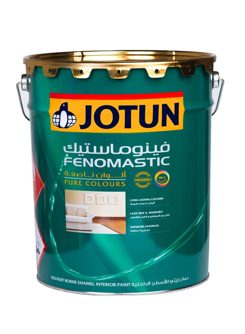 Fenomastic Pure Colours Enamel Gloss 18L White – Lead-Free Alkyd Paint, High Gloss Luxury Finish, Yellowing Resistantفينوماستيك بيور كولورز إناميل لامع 18 لتر، أبيض – دهان ألكيد خالي من الرصاص بتشطيب لامع فاخر ومقاوم للاصفرار