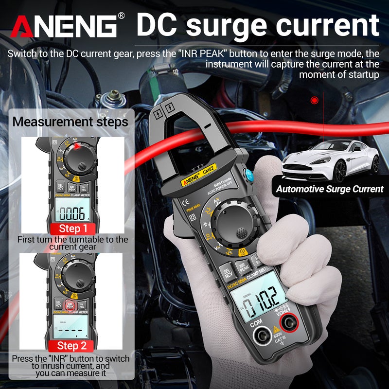 Clamp Meter: Black 6000 Counts True RMS Auto-Ranging - NCV Induction No Wire Break Universal Electricity Tester for Electricians, Home, Office, Factory Use - Image 3