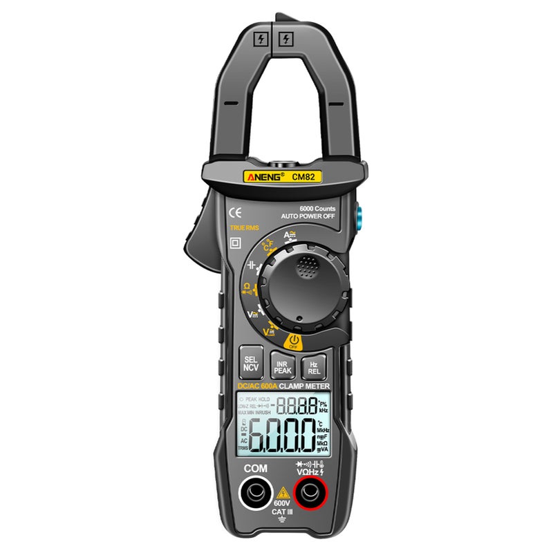Clamp Meter: Black 6000 Counts True RMS Auto-Ranging - NCV Induction No Wire Break Universal Electricity Tester for Electricians, Home, Office, Factory Use - Image 1
