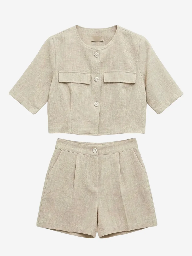 ماي فاشن MY FASHION Cotton Poplin Shirt and Shorts Set