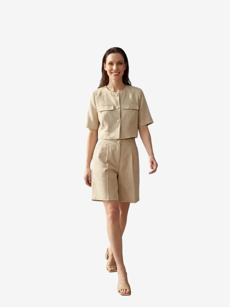 ماي فاشن MY FASHION Cotton Poplin Shirt and Shorts Set