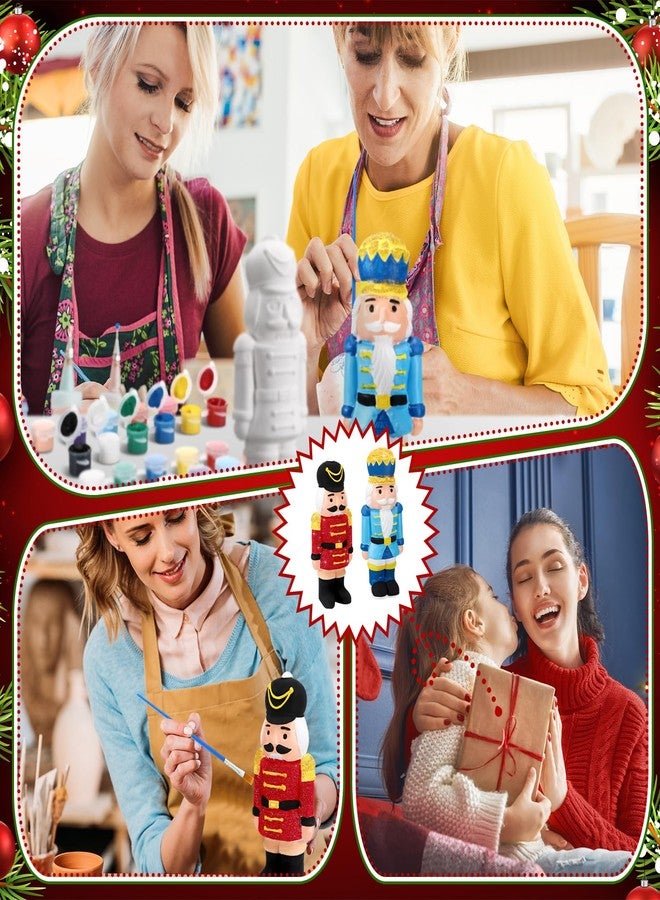 Poen Set of 4 Ceramic Christmas Nutcrackers Figurines Paint Craft Kit Unpainted Ceramics Plaster Nutcracker Keepsake for Holiday Party Decorations Paint and Brushes Included - Image 4
