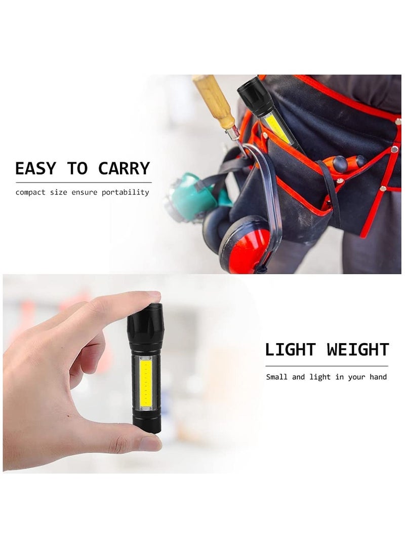 USB Rechargeable Torch, Outdoor Emergency Light Check Light XPE/COB Mini Torch, Portable Waterproof Handheld Torch for Camping, Outdoor, Emergency and Daily Use 2 Pack - Image 2
