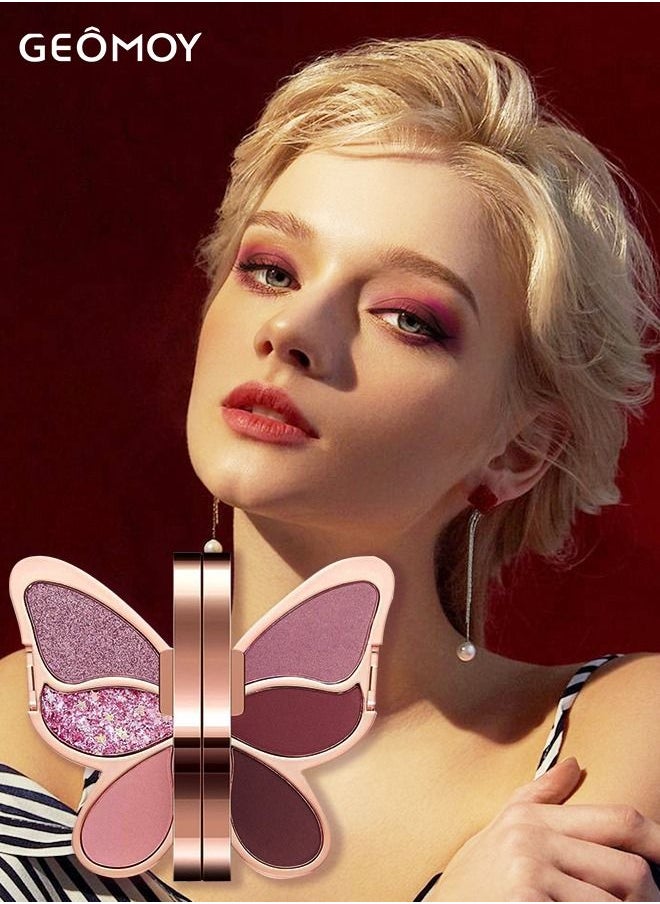 Geomoy - 6 Colors Luxury Multifunctional Eyeshadow Palette Blush Matte Pearlescent Sequins Beginners Easy To Use - Image 1