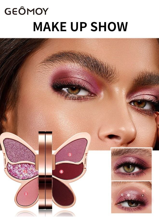 Geomoy - 6 Colors Luxury Multifunctional Eyeshadow Palette Blush Matte Pearlescent Sequins Beginners Easy To Use - Image 1