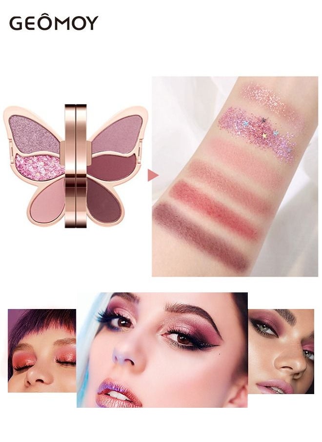 Geomoy - 6 Colors Luxury Multifunctional Eyeshadow Palette Blush Matte Pearlescent Sequins Beginners Easy To Use - Image 1