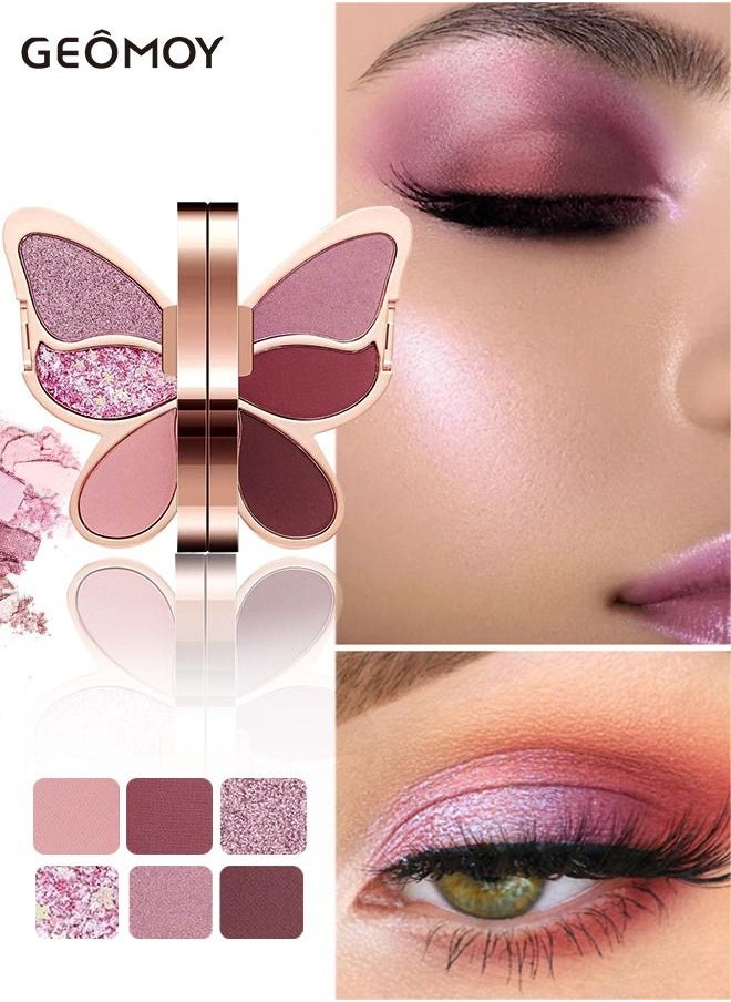 Geomoy - 6 Colors Luxury Multifunctional Eyeshadow Palette Blush Matte Pearlescent Sequins Beginners Easy To Use - Image 1
