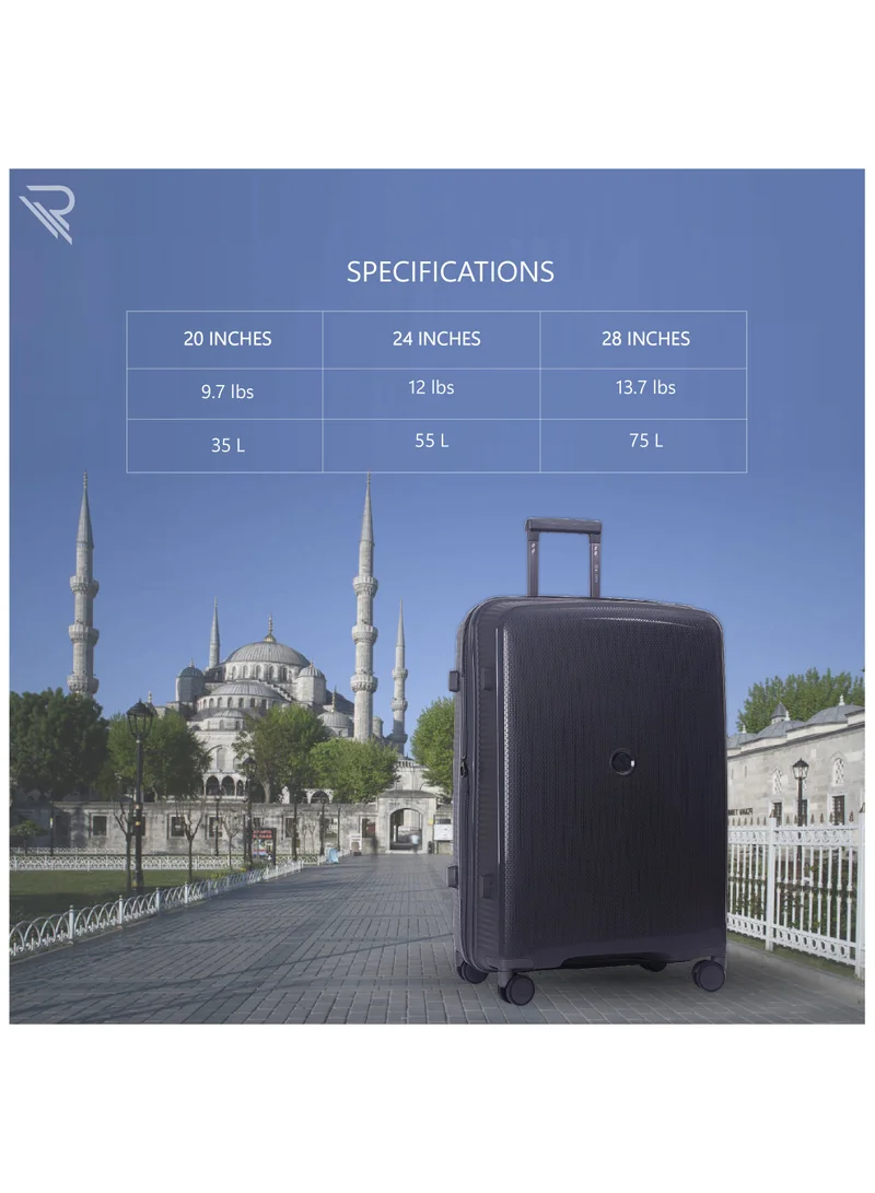ريفلكشين ISTANBUL theme PP Suitcase, Durable, Lightweight Hardshell, Telescopic Handle,  Expandable Vertical Series Travel Luggage Trolley with 4 Quiet 360° Wheels and TSA Lock (24-Inch , Gray)