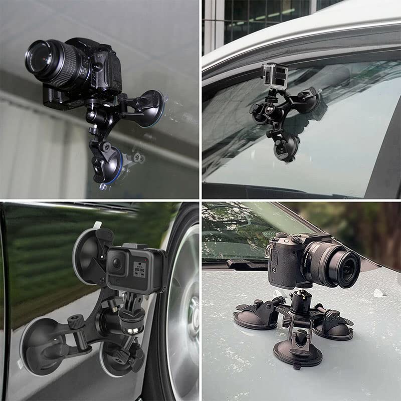 Acxico 1Set Triple Suction Cup Car Holder Mount for GoPro Hero 10 9 8 7 6 5 DJI OSMO Camera - Image 4