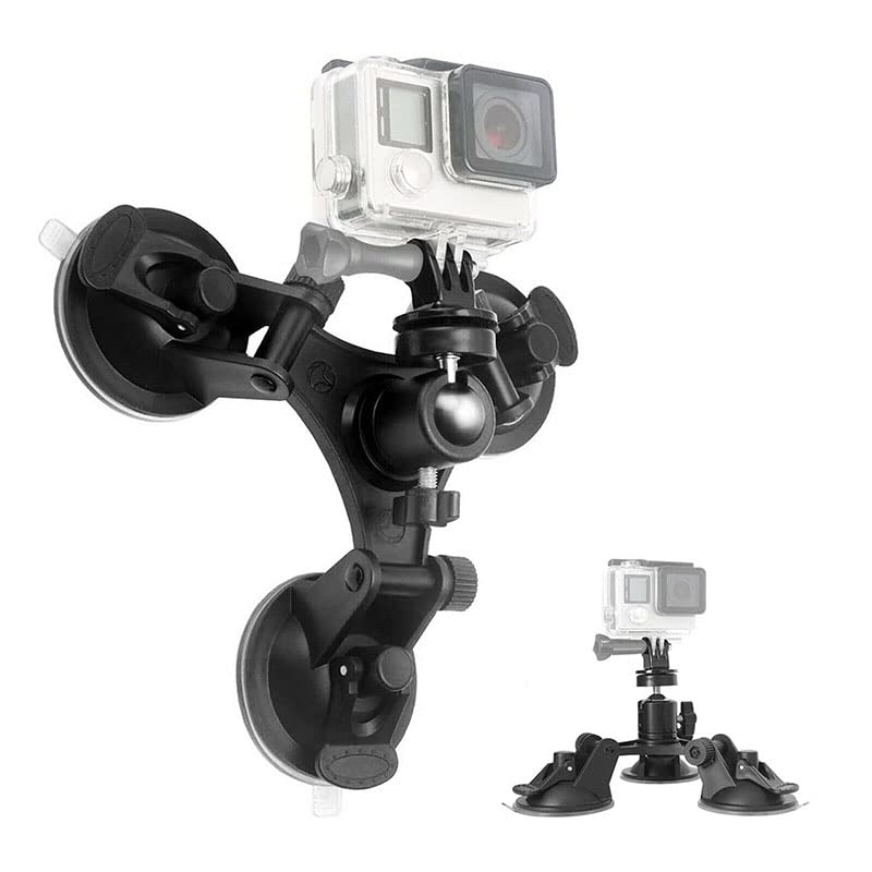 Acxico 1Set Triple Suction Cup Car Holder Mount for GoPro Hero 10 9 8 7 6 5 DJI OSMO Camera - Image 2