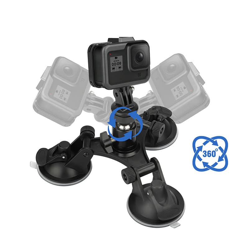 Acxico 1Set Triple Suction Cup Car Holder Mount for GoPro Hero 10 9 8 7 6 5 DJI OSMO Camera - Image 5