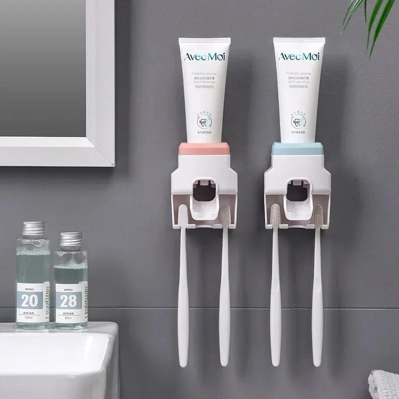 Toothpaste Dispenser with Toothbrush Holder Plastic Silicone 7.5*10*6 cm 1pcs Waterproof Durable ABS Material No Tools Installation Strong Adhesive Strips 10 Pounds Capacity Smooth Surface Bathroom Kitchen Home Use - Image 3