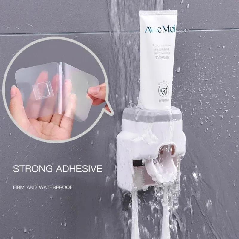 Toothpaste Dispenser with Toothbrush Holder Plastic Silicone 7.5*10*6 cm 1pcs Waterproof Durable ABS Material No Tools Installation Strong Adhesive Strips 10 Pounds Capacity Smooth Surface Bathroom Kitchen Home Use - Image 5
