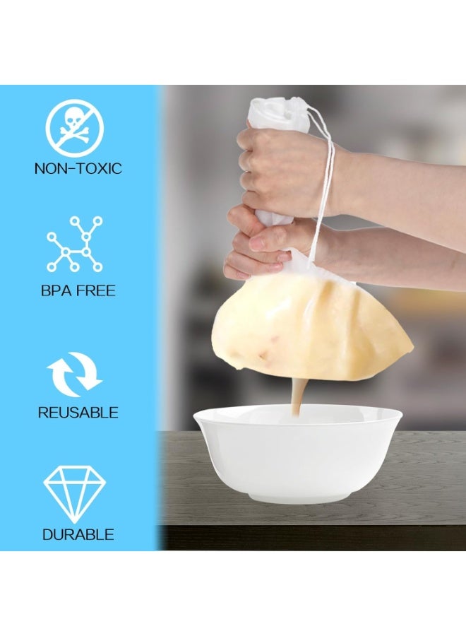 فلوشرينيك 6 عبوات من أكياس حليب المكسرات: قماش جبن شبكي ناعم - مصفاة طعام من النايلون قابلة لإعادة الاستخدام - مرشح متعدد الاستخدامات من الدرجة الغذائية - لتصفية عصير الفاكهة والقهوة وحليب اللوز والتوفو والشاي (24x36 سم) - Image 3