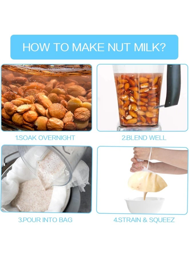 فلوشرينيك 6 عبوات من أكياس حليب المكسرات: قماش جبن شبكي ناعم - مصفاة طعام من النايلون قابلة لإعادة الاستخدام - مرشح متعدد الاستخدامات من الدرجة الغذائية - لتصفية عصير الفاكهة والقهوة وحليب اللوز والتوفو والشاي (24x36 سم) - Image 4