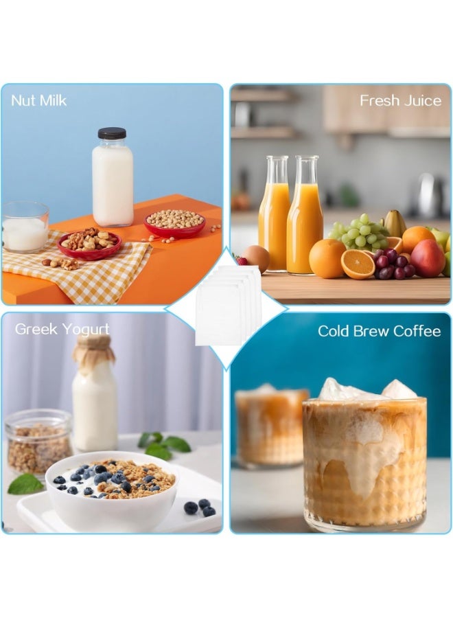 فلوشرينيك 6 عبوات من أكياس حليب المكسرات: قماش جبن شبكي ناعم - مصفاة طعام من النايلون قابلة لإعادة الاستخدام - مرشح متعدد الاستخدامات من الدرجة الغذائية - لتصفية عصير الفاكهة والقهوة وحليب اللوز والتوفو والشاي (24x36 سم) - Image 5