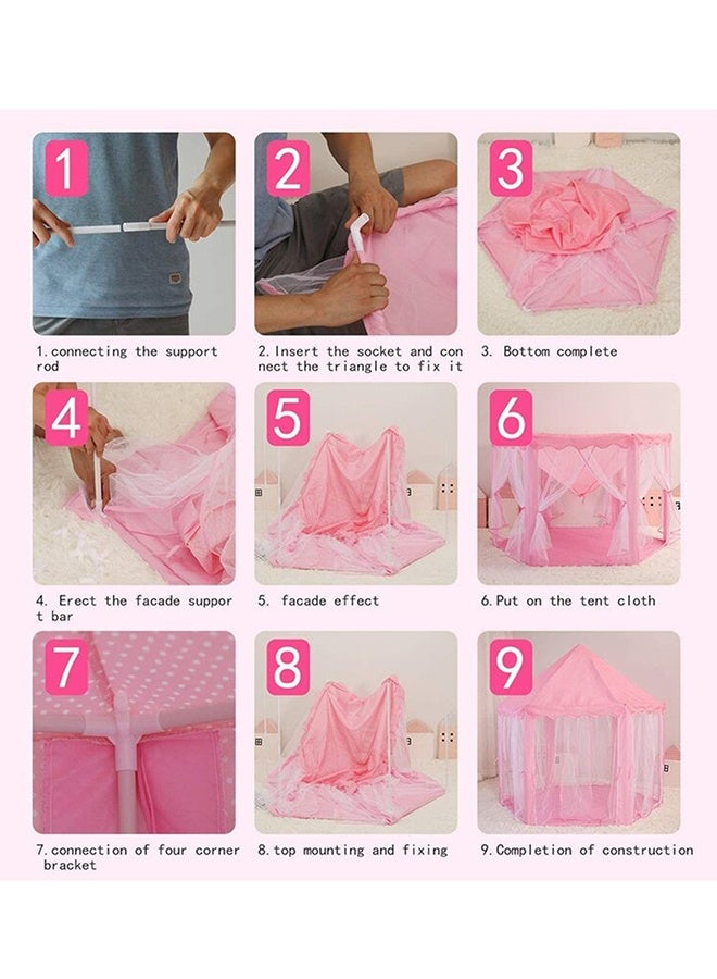 RollsTimi  Princess Castle Play Tent with LED Star Lights,Large Size Pink Hexagon Playhouses Kids Tent Indoor Outdoor Games for Toddlers 2-8 Years Old - Image 5