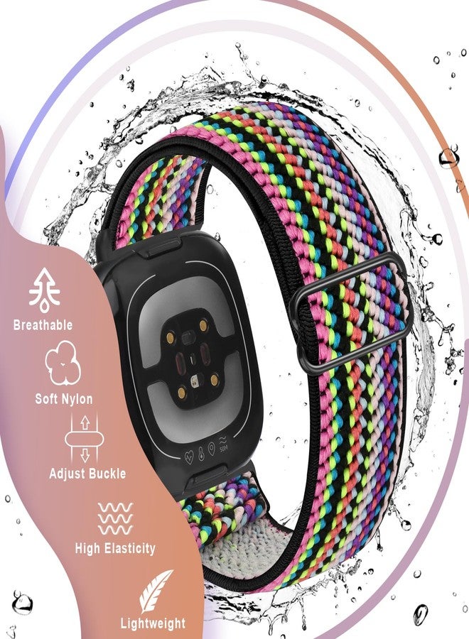 Bcuckood Compatible with Fitbit Versa 4/Versa 3/Sense 2/Sense Band Women Men, 5 Pack Elastic Nylon Soft Adjustable Stretchy Solo Loop Replacement Strap for Women Men - Image 5