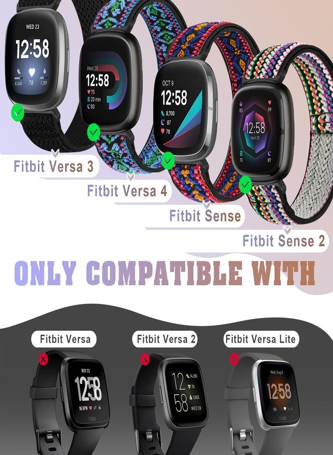 Bcuckood Compatible with Fitbit Versa 4/Versa 3/Sense 2/Sense Band Women Men, 5 Pack Elastic Nylon Soft Adjustable Stretchy Solo Loop Replacement Strap for Women Men - Image 2