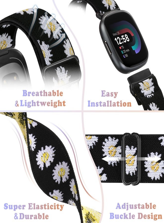 Bcuckood Compatible with Fitbit Versa 4/Versa 3/Sense 2/Sense Band Women Men, 5 Pack Elastic Nylon Soft Adjustable Stretchy Solo Loop Replacement Strap for Women Men - Image 3