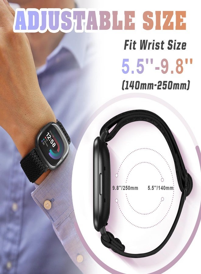 Bcuckood Compatible with Fitbit Versa 4/Versa 3/Sense 2/Sense Band Women Men, 5 Pack Elastic Nylon Soft Adjustable Stretchy Solo Loop Replacement Strap for Women Men - Image 4