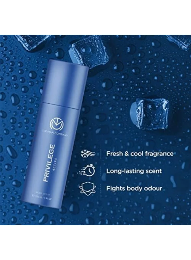 The Man Company Privilege Active Deodorant For Men, Premium Body Spray, Long-Lasting Fragrance, Perfect Deo For Everyday Use, 150 ML