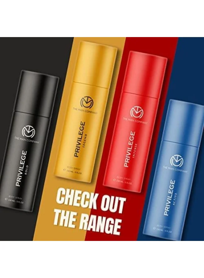 The Man Company Privilege Active Deodorant For Men, Premium Body Spray, Long-Lasting Fragrance, Perfect Deo For Everyday Use, 150 ML