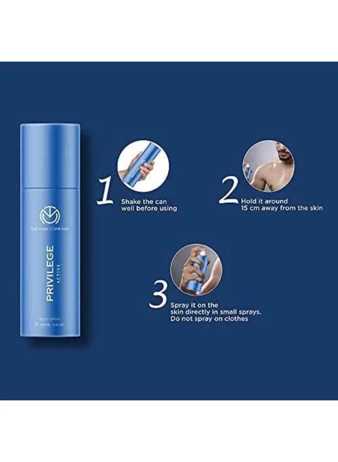 The Man Company Privilege Active Deodorant For Men, Premium Body Spray, Long-Lasting Fragrance, Perfect Deo For Everyday Use, 150 ML