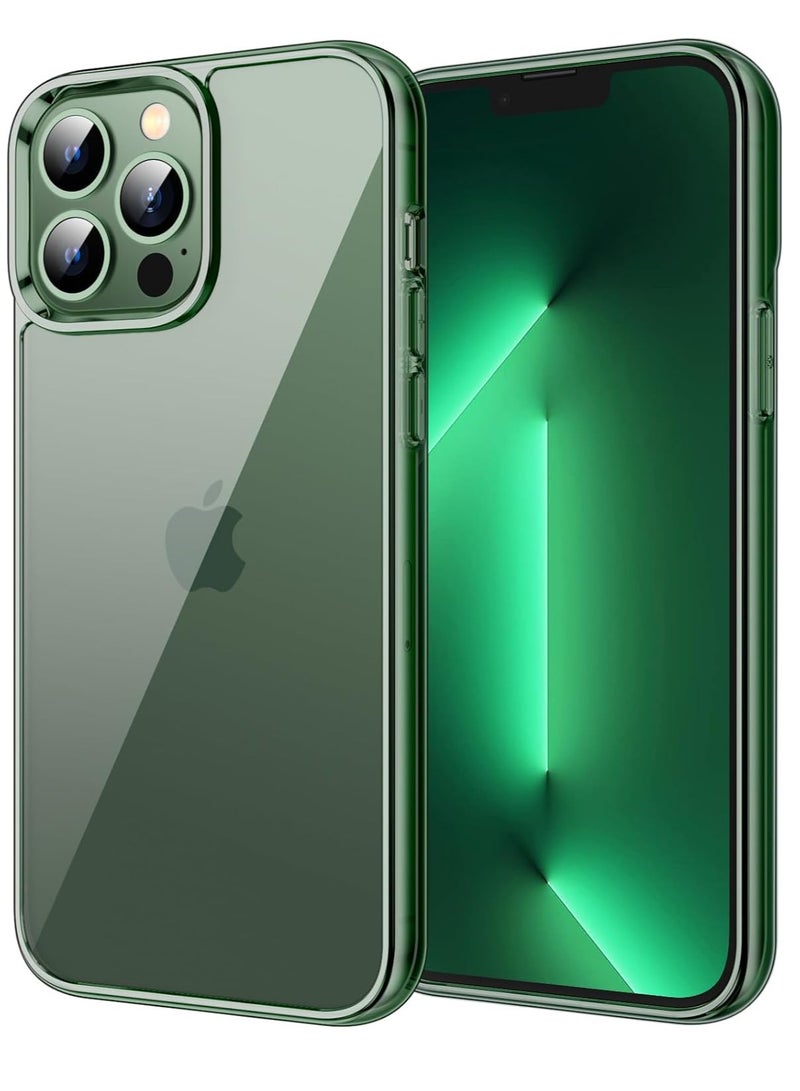 Jetech iPhone 13 Pro Max 6.7 Inch Non Yellowing Shockproof Phone Bumper Cover Anti Scratch Clear Back Alpine Green