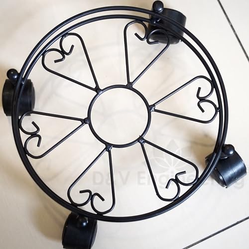 D&V ENGINEERING - Creative in innovation D&V Engineering Metal Heavy Duty Easy Movable LPG Cylinder Trolley, Gas Cylinder Stand with Wheels - Black (Round) - Image 2