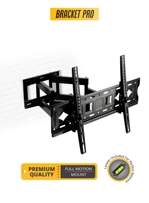 حامل جداري متحرك بالكامل للتلفزيون من Bracket Pro، مناسب لشاشات من 32 إلى 85 بوصة - قابل للإمالة والدوران - مصنوع من الفولاذ المتين، يتحمل وزنًا يصل إلى 45 كجم - متوافق مع معايير VESA من 200x200 إلى 600x400 - سهل التركيب - BPX3285