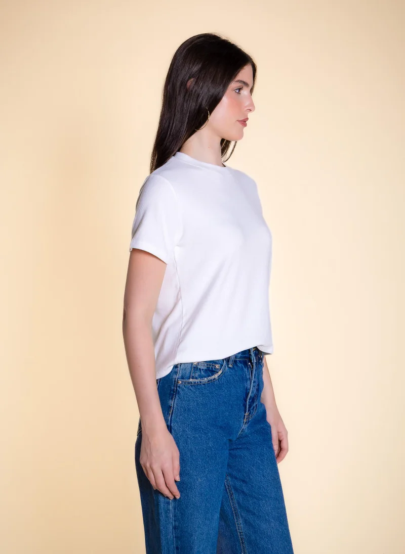 Shapes White MIDWEIGHT RIBBED T-SHIRT for Women | Best Price UAE