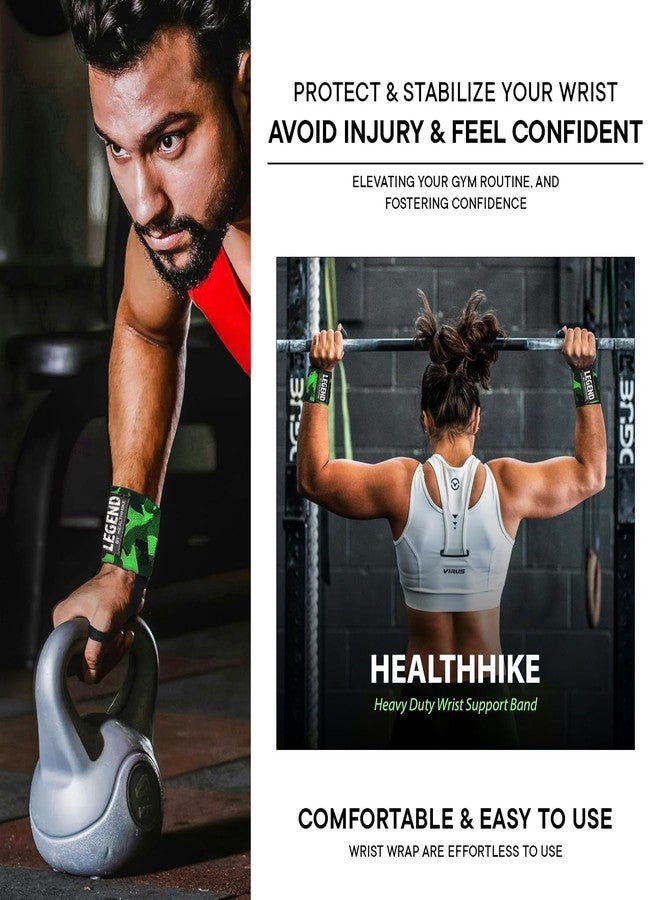 HealthHike Wrist Band for Gym Workout, Hand Strap & Support, Army Green - Image 2