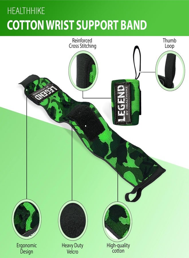 HealthHike Wrist Band for Gym Workout, Hand Strap & Support, Army Green - Image 3