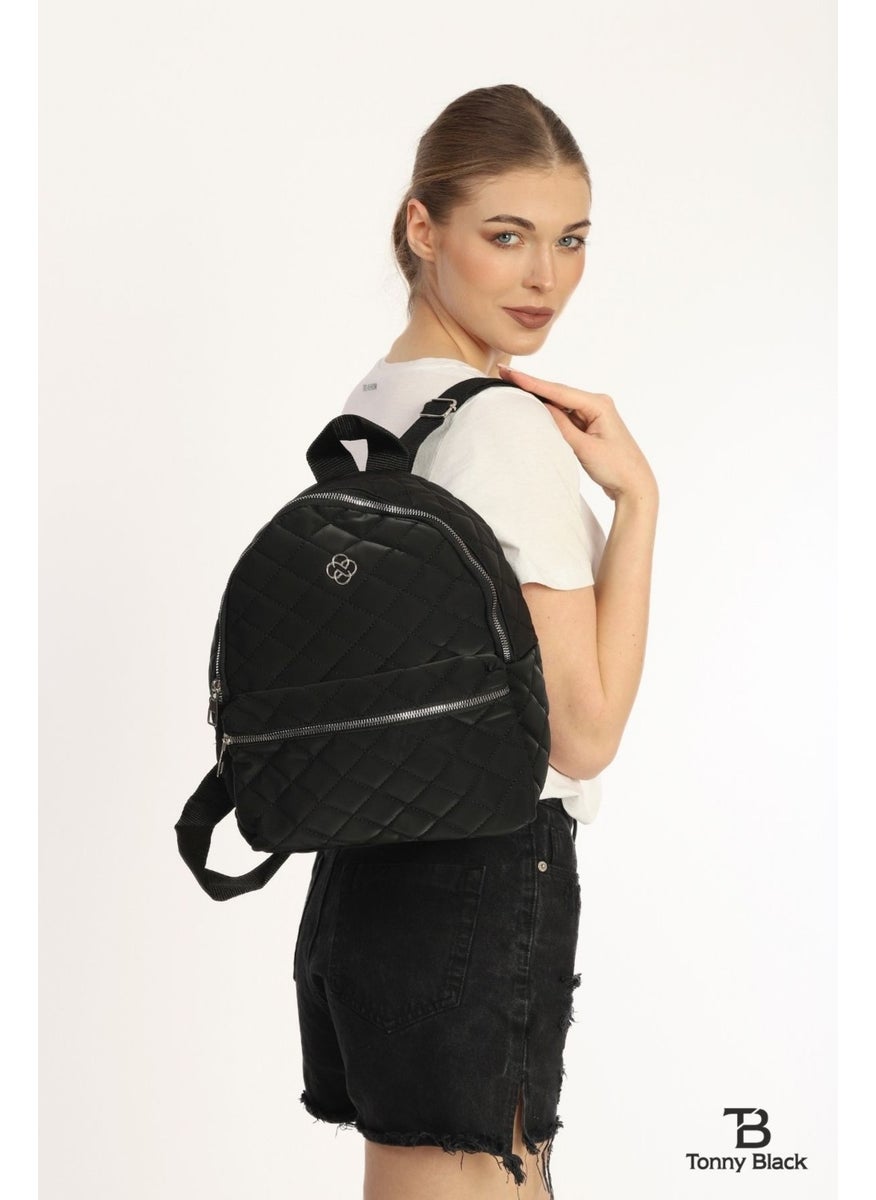 tonny black - Original Women Waterproof Quilted Adjustable Shoulder Strap School Course Sports Work Daily Backpack - Image 1