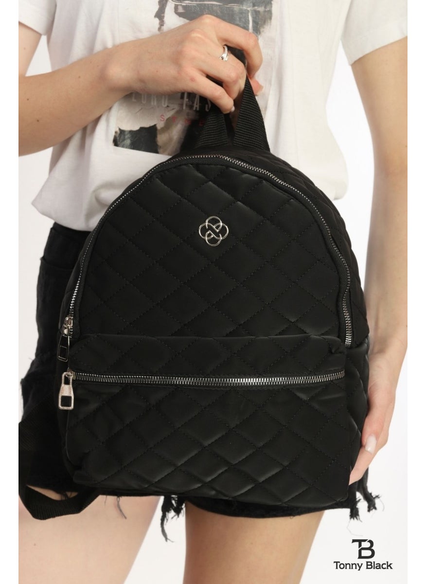 tonny black - Original Women Waterproof Quilted Adjustable Shoulder Strap School Course Sports Work Daily Backpack - Image 1