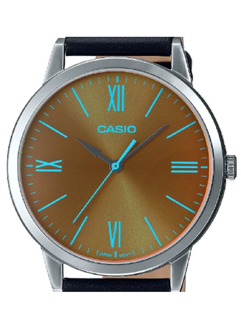Casio Men Watch Analog Brown Dial Leather Band MTP-E600L-1BDF. - Image 3