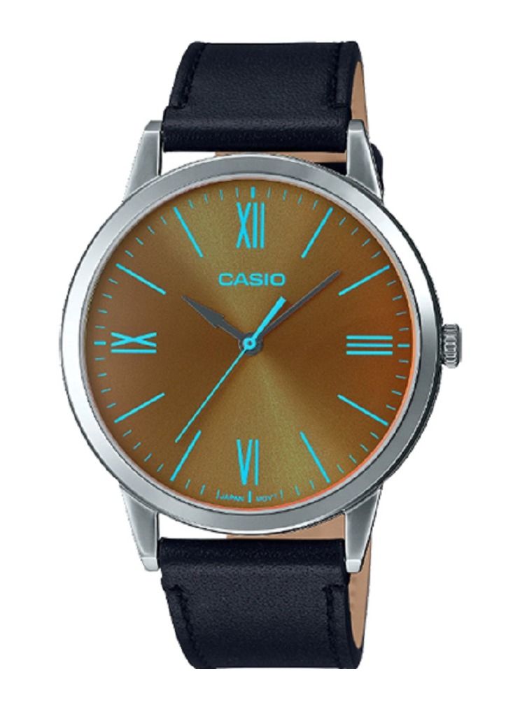 Casio Men Watch Analog Brown Dial Leather Band MTP-E600L-1BDF. - Image 1