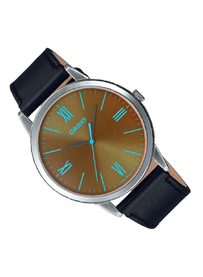 Casio Men Watch Analog Brown Dial Leather Band MTP-E600L-1BDF. - Image 2