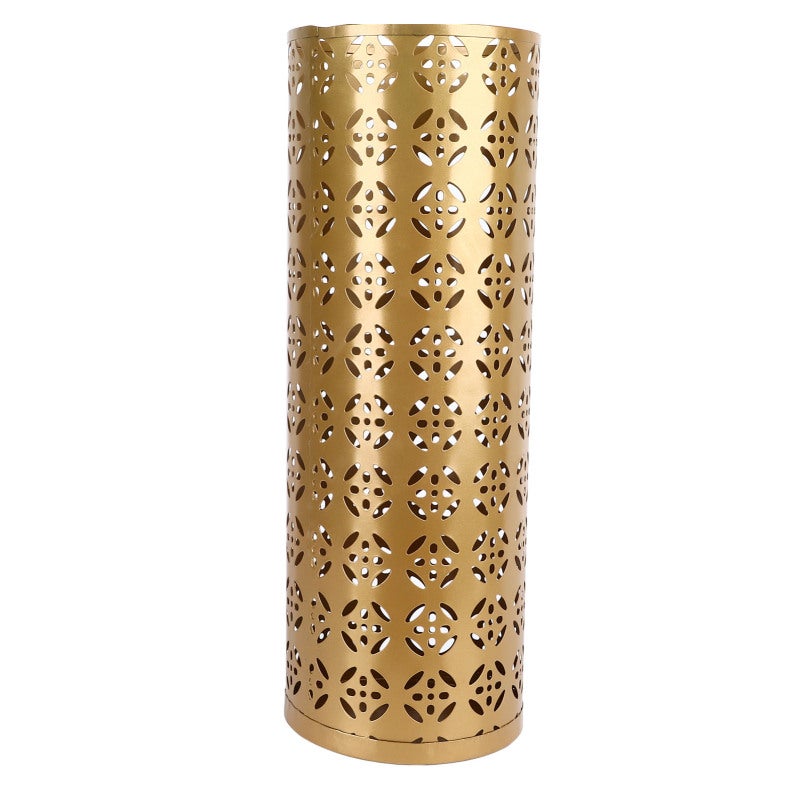 Umbrella Stand: Gold M Size - Rust Proof Premium Metal Compact Space Saving Hollow Design Umbrella Holder for Entryway Office Home - Image 1
