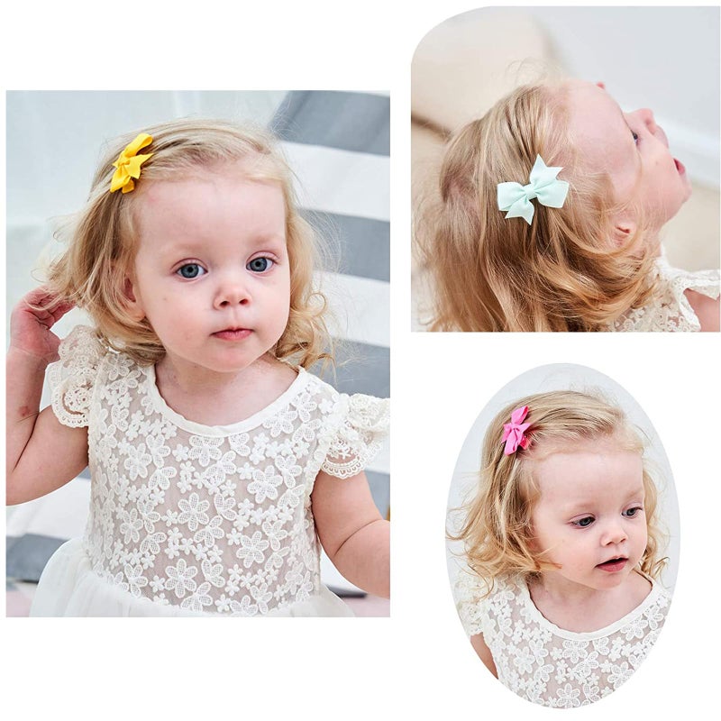 ALinmo Baby Hair Clips 60PCS - 2" Fully Lined Tiny Hair Bows Alligator Clips for Infants and Toddlers in Pairs - Image 3