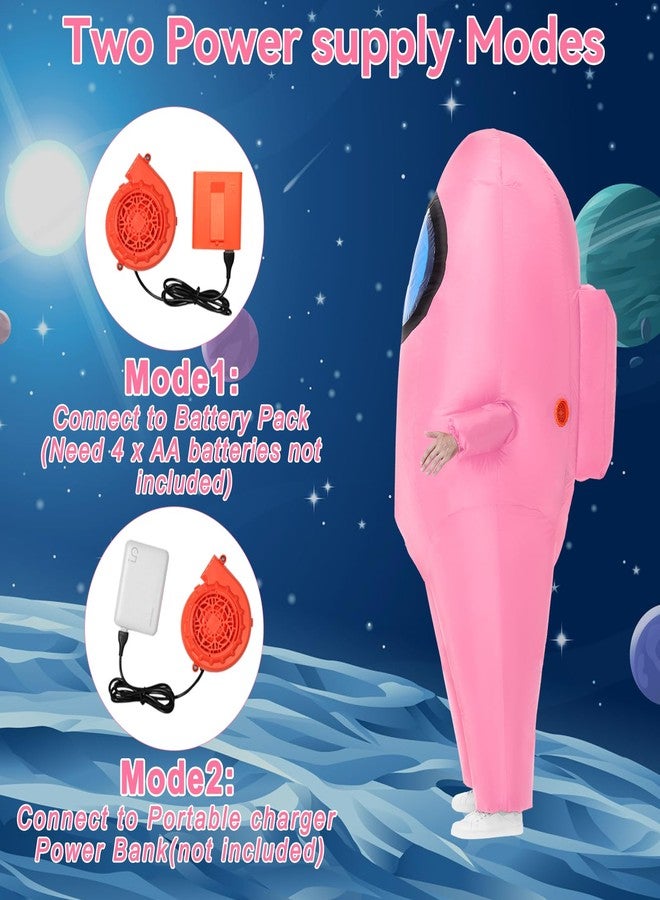 زي Servllcell القابل للنفخ للأطفال، أزياء الهالوين، أزياء تنكرية مضحكة قابلة للنفخ للأولاد والبنات، لمحبي ألعاب الحفلات التنكرية (وردي) - Image 3