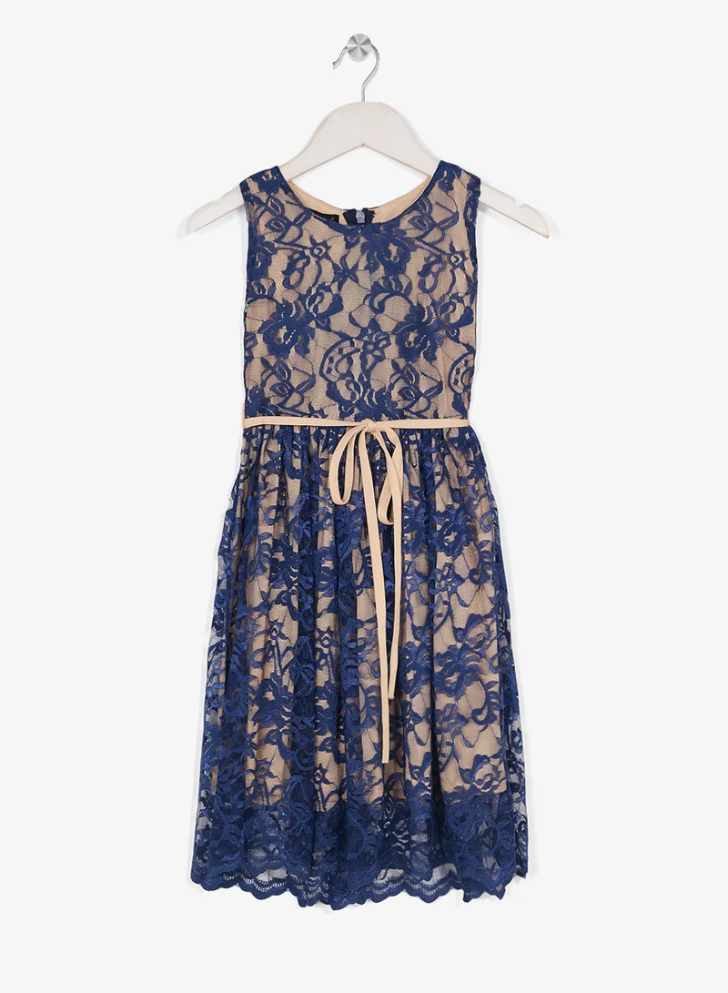 ليتل جولدن ابل فستان قصير مزين بالدانتيل