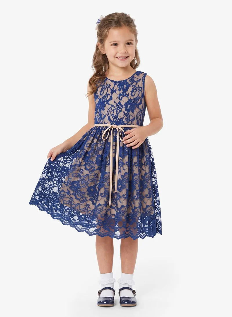 Little Golden Apple Little Lace Overlay Dress