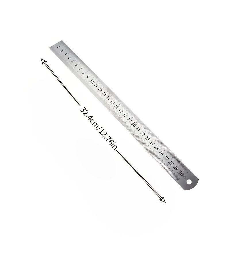 Silvery Metal Ruler With Transparent Scale For Exam Office Engineering Drawing - Image 2
