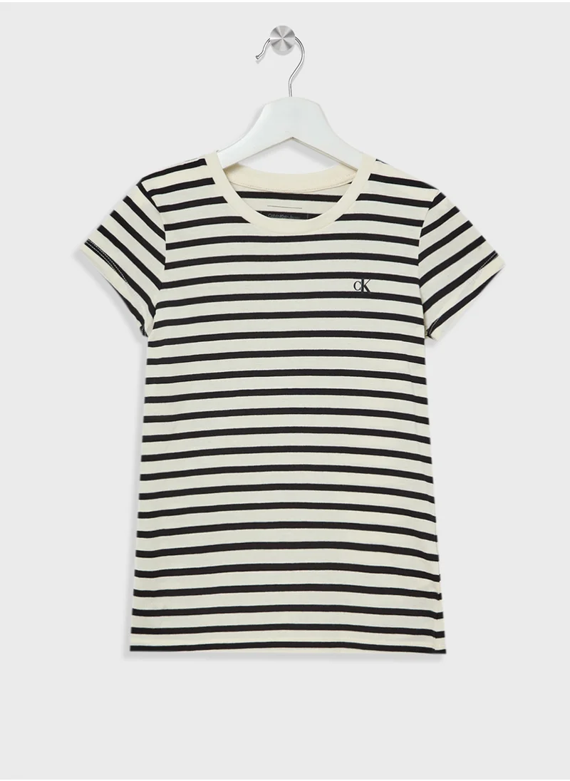 كالفن كلاين جينز Youth 2 Pack Stripe Slim T-Shirt