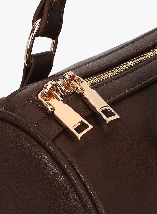 CATSEA Kisslock Barrel Bag Designer Shoulder Bag for Women,Pu Leather Boston Handbag Retro Y2k Bags Tote Purses - Image 4