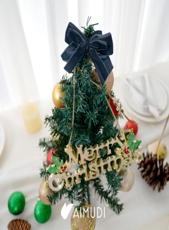 AIMUDI Navy Blue Velvet Ribbon Bows 4'' Christmas Bows for Gift Wrapping Premade Gift Bows Velvet Bows for Christmas Trees Wreaths Presents Crafts Home Christmas Winter Decorations, 12 PCs - Image 2
