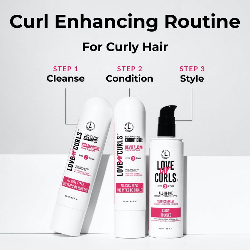 Love Ur Curls حب تجاعيدك - مجموعة شامبو وبلسم مع كريم تصفيف تجاعيد شامل للشعر المجعد، نظام 3 خطوات للإصلاح والترطيب - Image 2