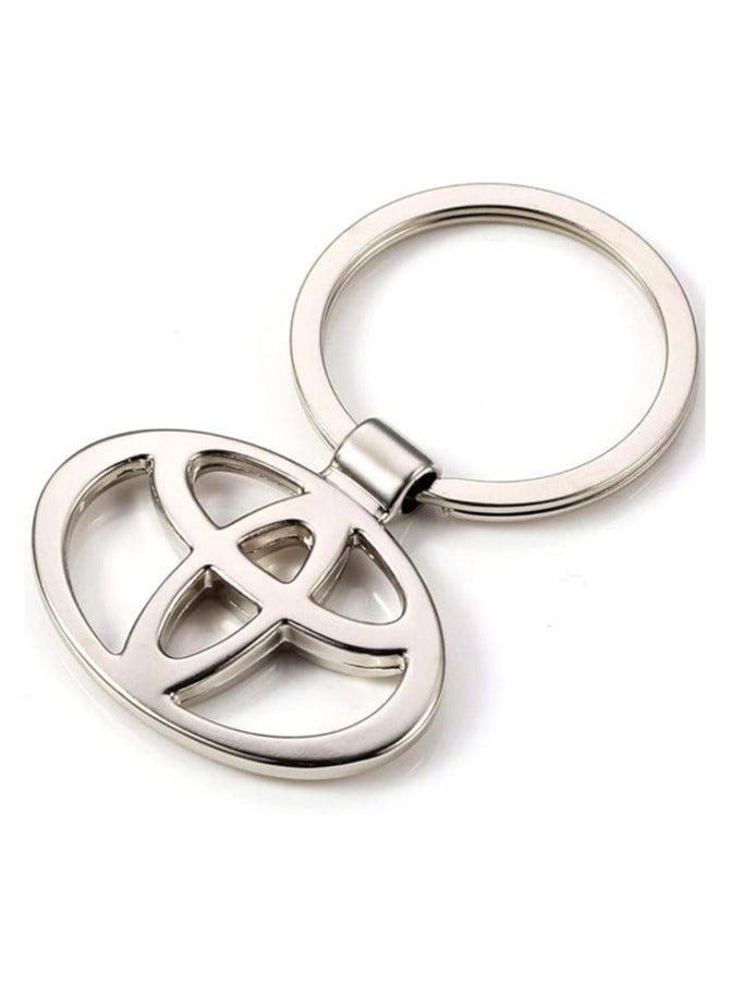 ميدالية مفاتيح معدنية بلون فضي بتصميم علامة سيارة تايوتا - Image 1